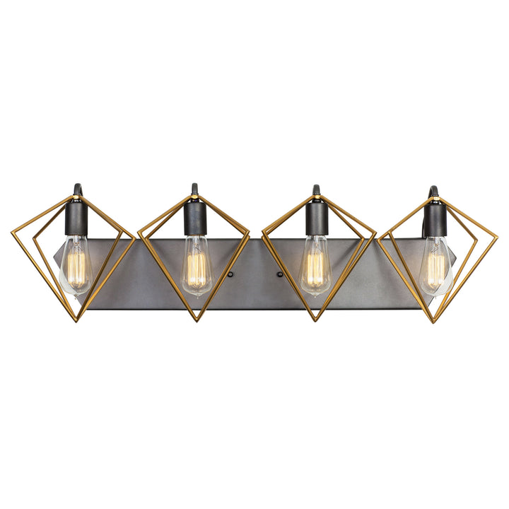 Varaluz Metropolis 261B04AGRB Bath Vanity Light 32 in. wide - Antique Gold/Rustic Bronze