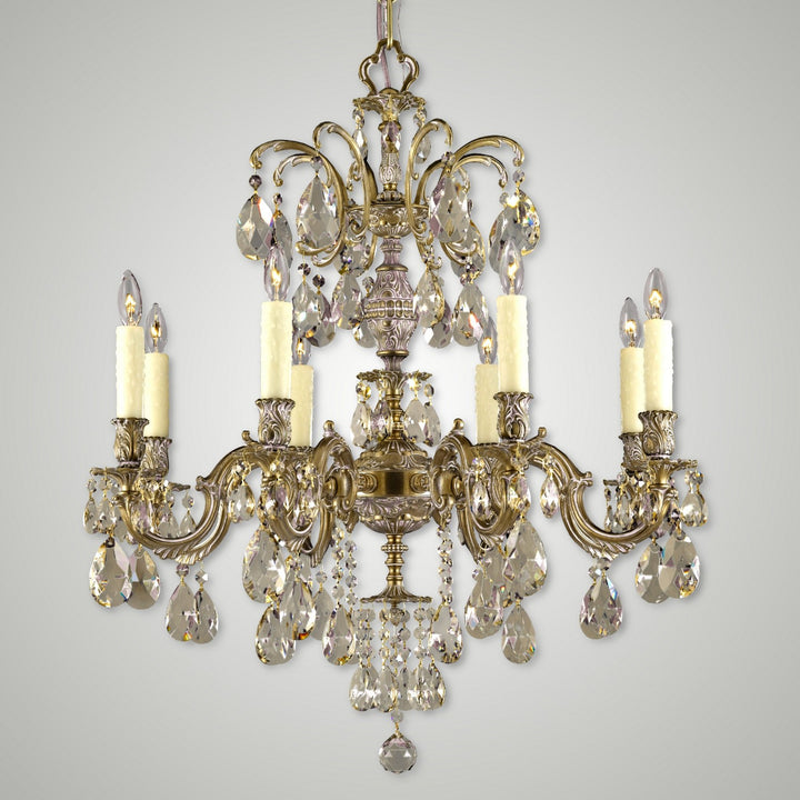 American Brass & Crystal Marlena CH9714-OLN-04G-PI Chandelier Light - Antique White Glossy