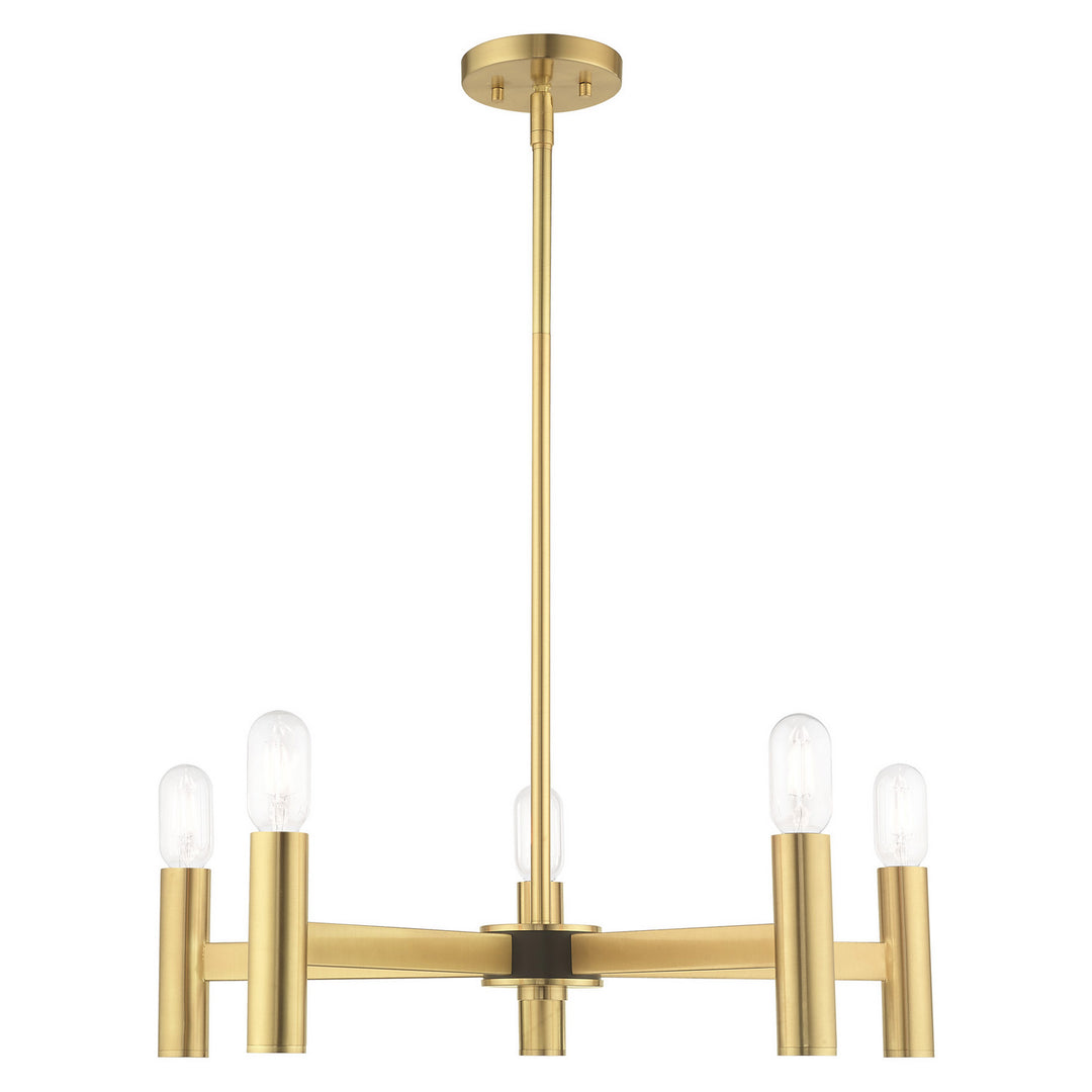 Livex Copenhagen 51135-12 Chandelier Light - Satin Brass w/ Bronzes