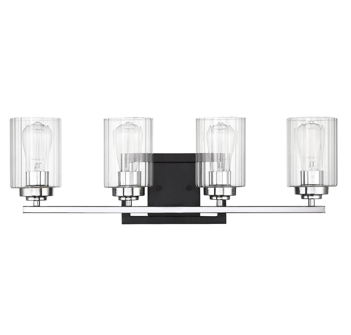 Savoy House Redmond 8-2154-4-67 Bath Vanity Light 28 in. wide - Matte Black with Polished Chrome Accents