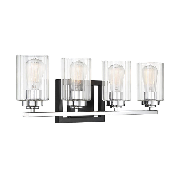 Savoy House Redmond 8-2154-4-67 Bath Vanity Light 28 in. wide - Matte Black with Polished Chrome Accents