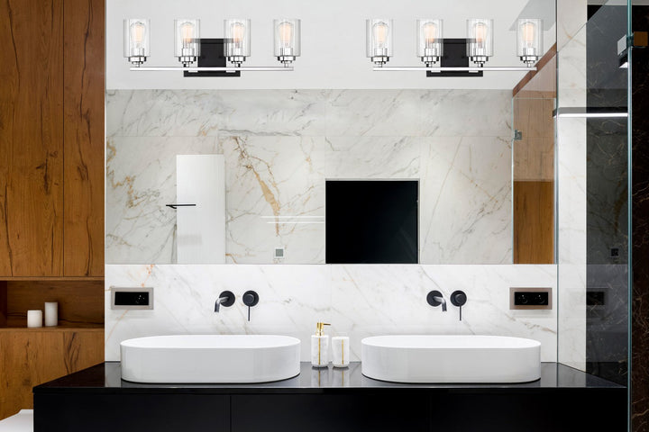 Savoy House Redmond 8-2154-4-67 Bath Vanity Light 28 in. wide - Matte Black with Polished Chrome Accents