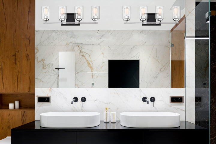 Savoy House Redmond 8-2154-4-67 Bath Vanity Light 28 in. wide - Matte Black with Polished Chrome Accents