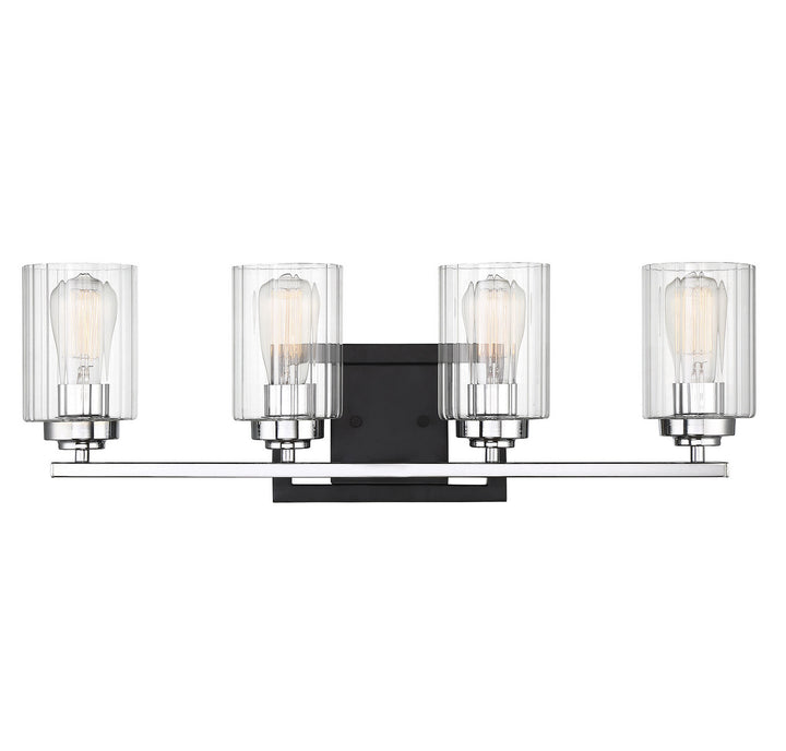 Savoy House Redmond 8-2154-4-67 Bath Vanity Light 28 in. wide - Matte Black with Polished Chrome Accents