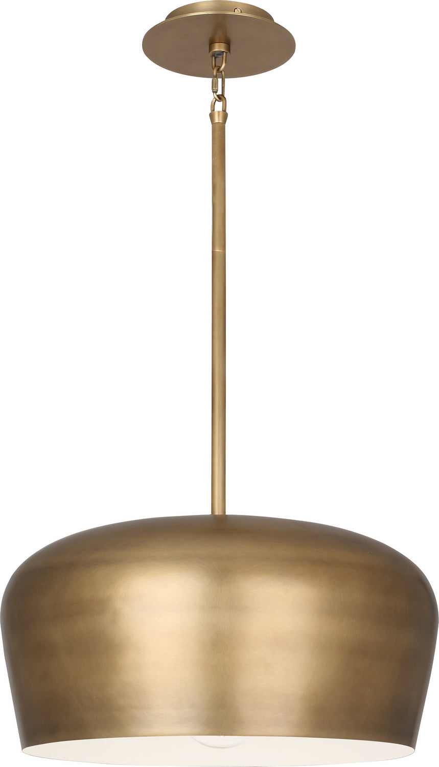 Robert Abbey Lighting 610 Rico Espinet Bumper Pendant Light Warm Brass W/Painted White Shade Interior