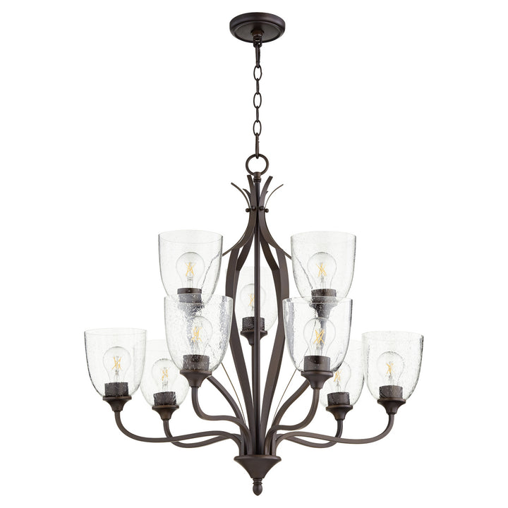 Quorum Jardin 6127-9-286 Chandelier Light - Oiled Bronze W/ Clear/Seeded