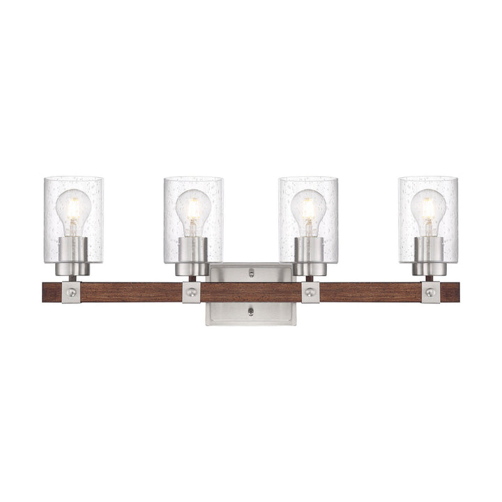 Nuvo Arabel 60-6964 Bath Vanity Light 29 in. wide - Brushed Nickel / Nutmeg Wood