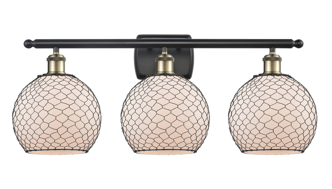 Innovations Ballston 516-3W-BAB-G121-8CBK Bath Vanity Light 26 in. wide - Black Antique Brass