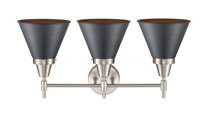 Innovations Caden 447-3W-SN-M13-BK-LED Bath Vanity Light 26 in. wide - Satin Nickel