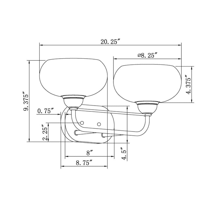 Forte Cameron 5732-02-04 Bath Vanity Light 21 in. wide - Black