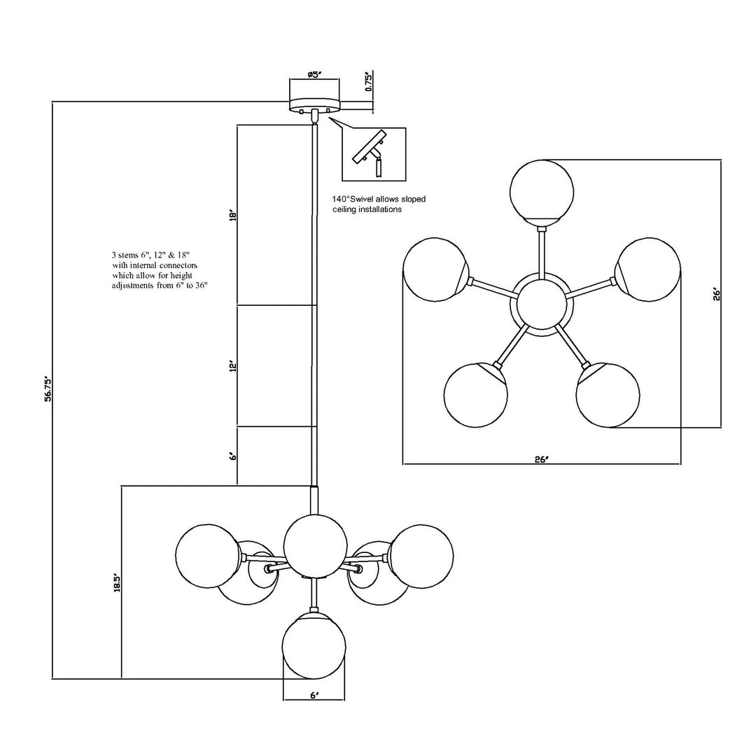 Forte Farrell 2745-06-12 Chandelier Light - Soft Gold