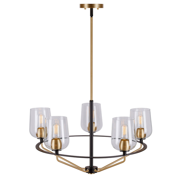 Forte Palmer 2726-05-62 Chandelier Light - Black and Soft Gold