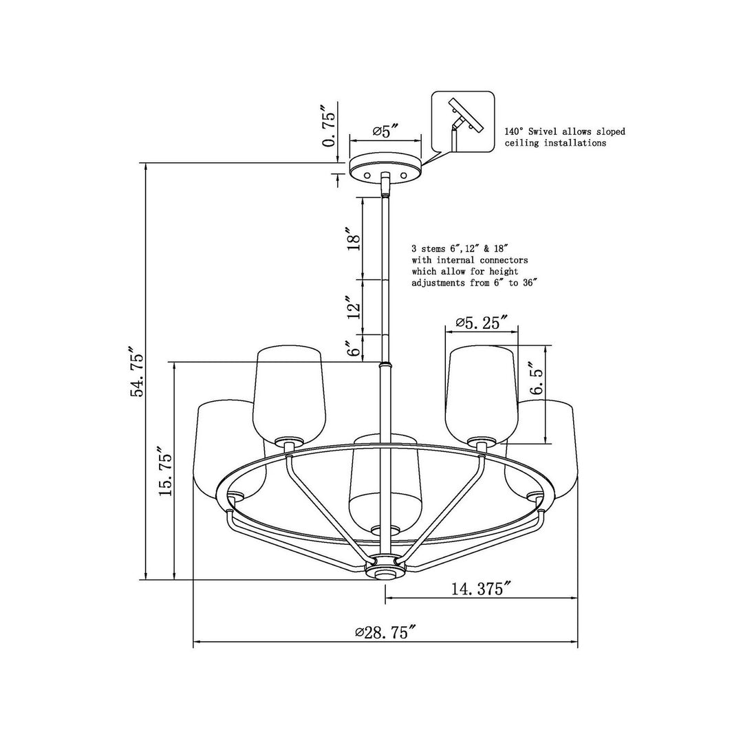 Forte Palmer 2726-05-62 Chandelier Light - Black and Soft Gold