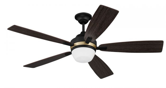 Craftmade Fresco FRS52FBSB5 Ceiling Fan 52 - Flat Black/Satin Brass, Black Walnut/Grey Walnut/