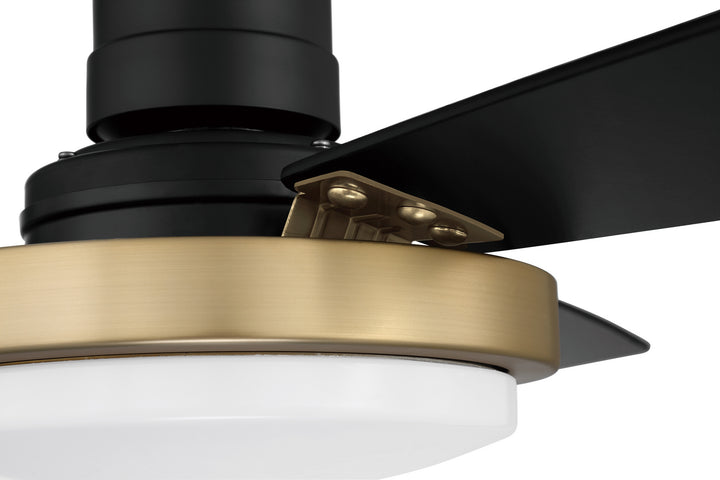 Craftmade Manning MNG52FBSB3 Ceiling Fan 52 - Flat Black/Satin Brass, Flat Black/Flat Black/