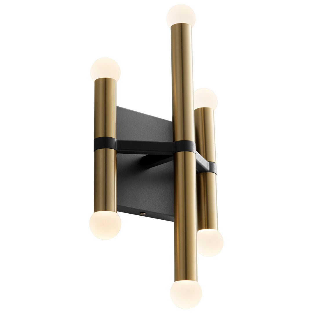 Oxygen Nero 3-584-1540 Wall Sconce Light - Black W/ Aged Brass