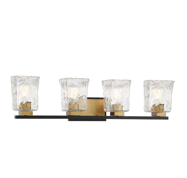 Savoy House Sidney 8-1720-4-143 Bath Vanity Light 32 in. wide - Matte Black with Warm Brass Accents