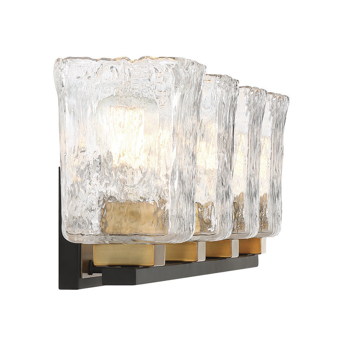 Savoy House Sidney 8-1720-4-143 Bath Vanity Light 32 in. wide - Matte Black with Warm Brass Accents