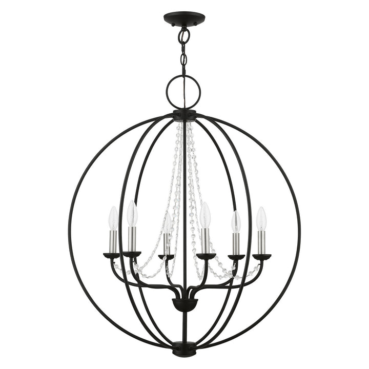 Livex Arabella 40916-04 Chandelier Light - Black w/Brushed Nickel Finish Candles