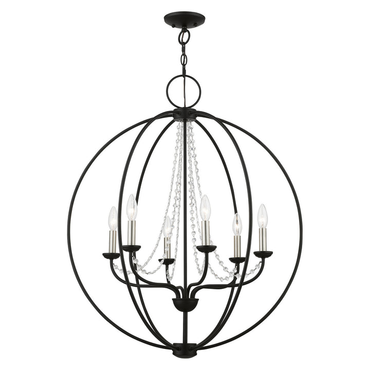 Livex Arabella 40916-04 Chandelier Light - Black w/Brushed Nickel Finish Candles