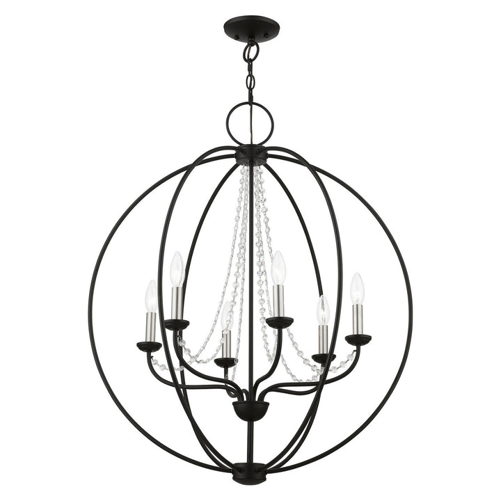 Livex Arabella 40916-04 Chandelier Light - Black w/Brushed Nickel Finish Candles