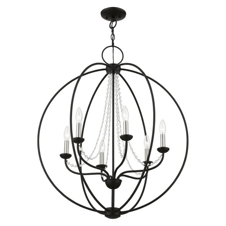 Livex Arabella 40916-04 Chandelier Light - Black w/Brushed Nickel Finish Candles