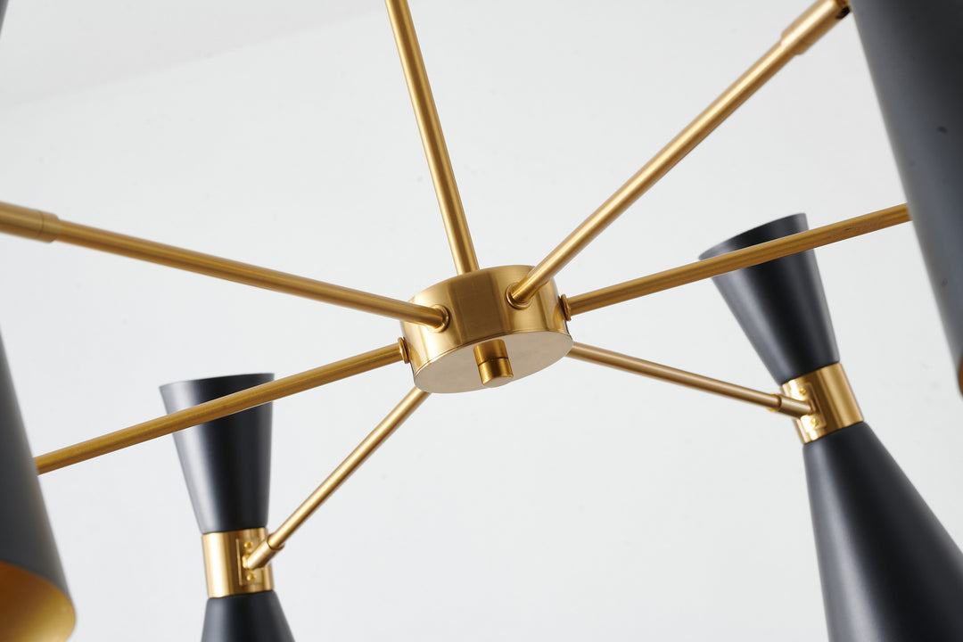 Bethel International DU174C33G Chandelier Light - Black & Gold