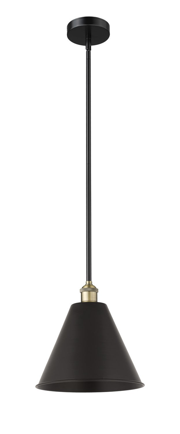 Innovations Edison 616-1S-BAB-MBC-12-BK Pendant Light - Black Antique Brass