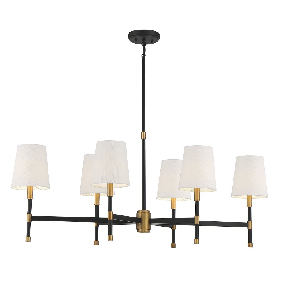 Savoy House Brody 1-1631-6-143 Chandelier Light - Matte Black with Warm Brass Accents