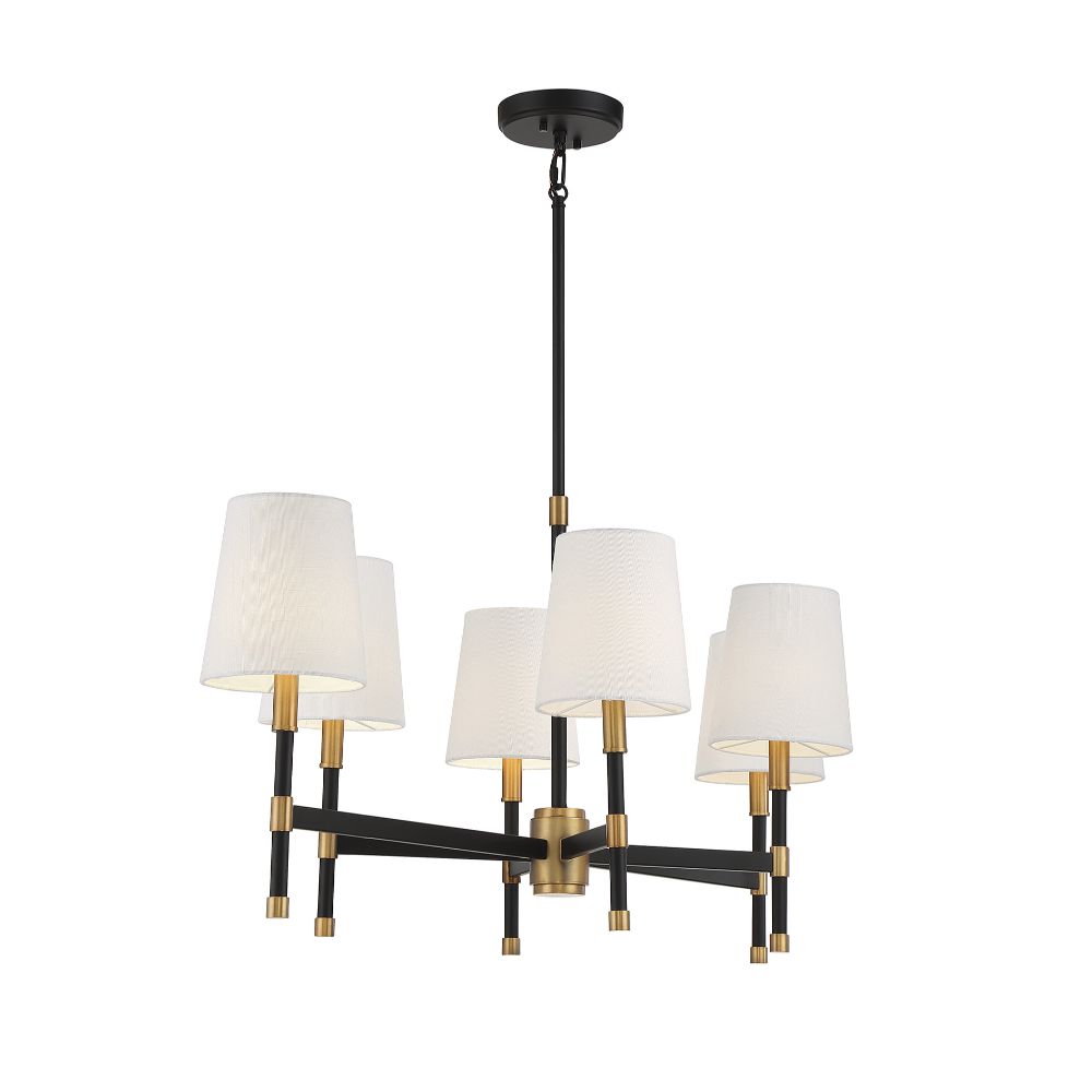 Savoy House Brody 1-1631-6-143 Chandelier Light - Matte Black with Warm Brass Accents