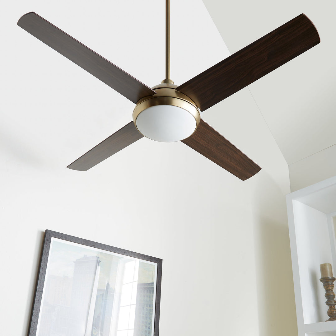 Quorum Quest 68524-80 Ceiling Fan 52 in. - Aged Brass, Walnut