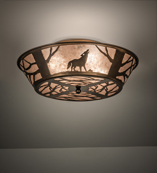 Meyda Tiffany Northwoods Wolf On The Loose 10010 Ceiling Light - Antique Copper