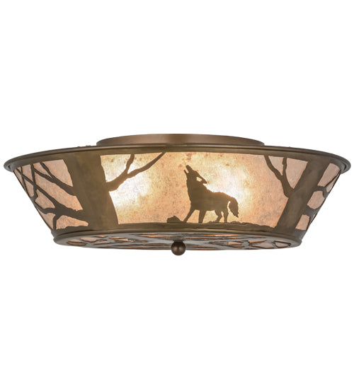 Meyda Tiffany Northwoods Wolf On The Loose 10010 Ceiling Light - Antique Copper