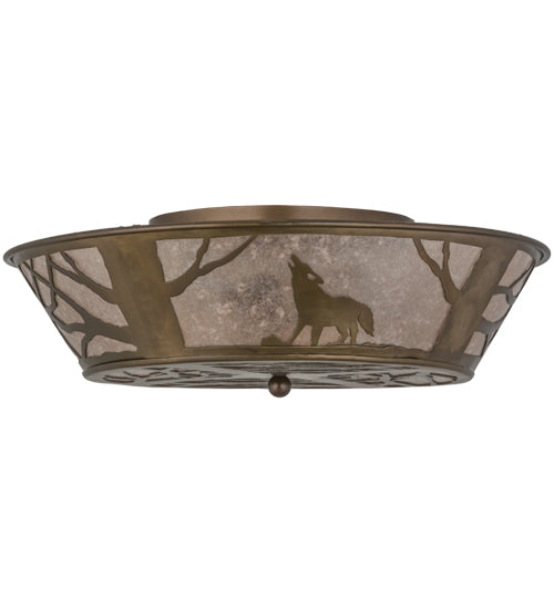 Meyda Tiffany Northwoods Wolf On The Loose 10010 Ceiling Light - Antique Copper