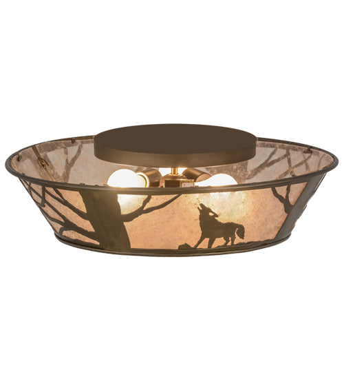 Meyda Tiffany Northwoods Wolf On The Loose 10010 Ceiling Light - Antique Copper