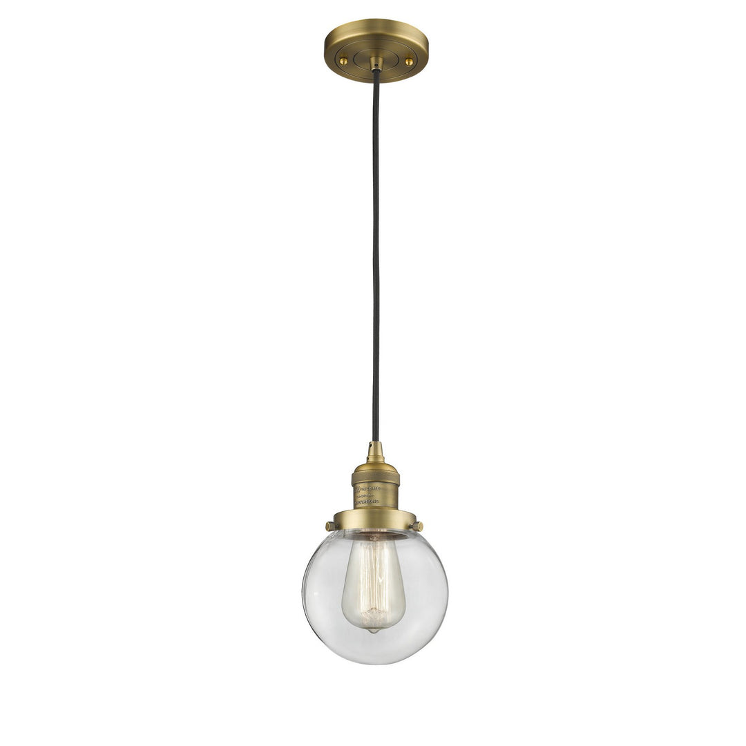 Innovations Franklin Restoration 201C-BB-G202-6-LED Pendant Light - Brushed Brass