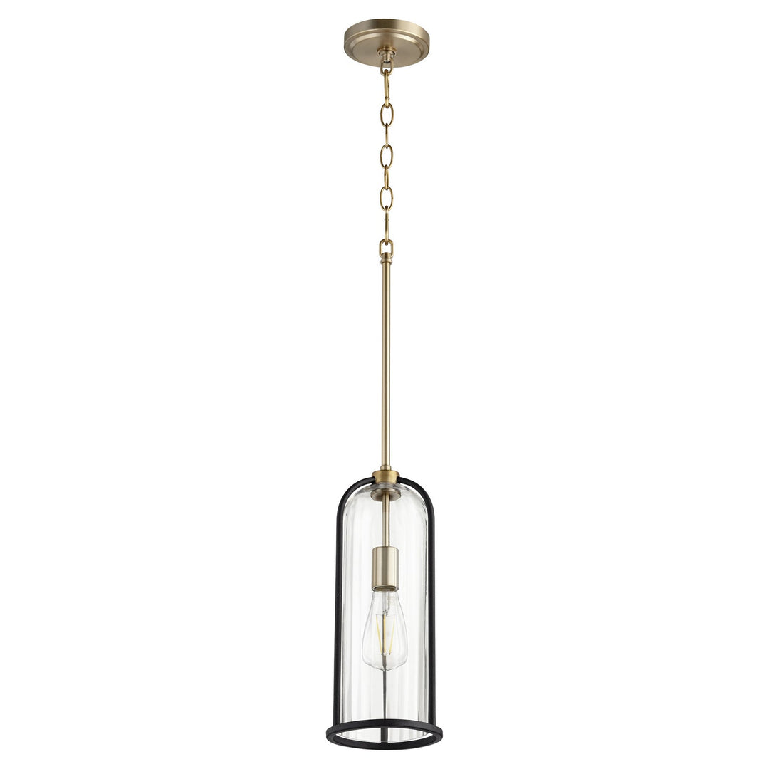 Quorum Espy 307-6980 Pendant Light - Textured Black W/ Aged Brass