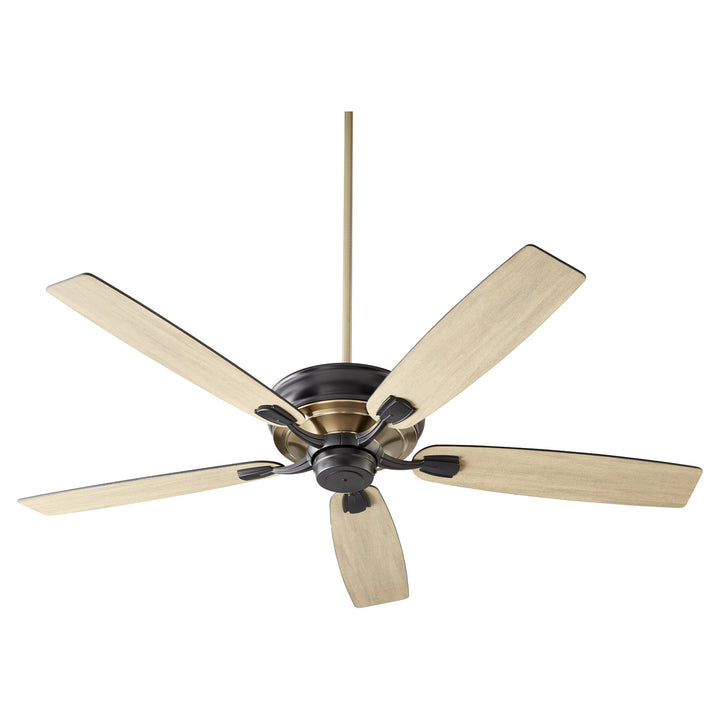 Quorum Gamble 50605-69 Ceiling Fan 60 in. - Textured Black w/ Aged Brass, Matte Black/Weathered Gray