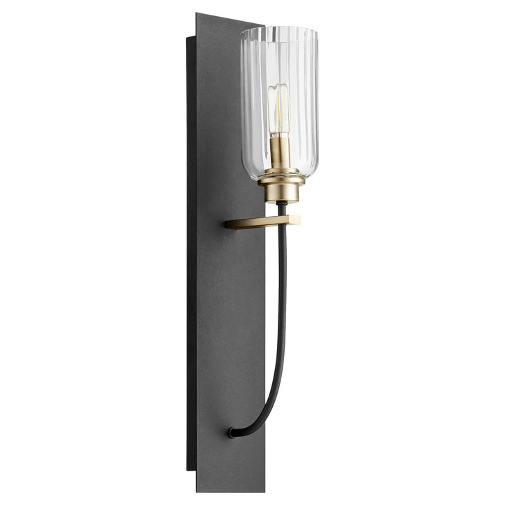 Quorum Espy 507-1-6980 Wall Sconce Light - Textured Black W/ Aged Brass