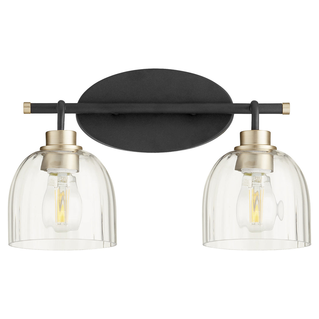 Quorum Espy 507-2-6980 Bath Vanity Light 16 in. wide - Textured Black W/ Aged Brass