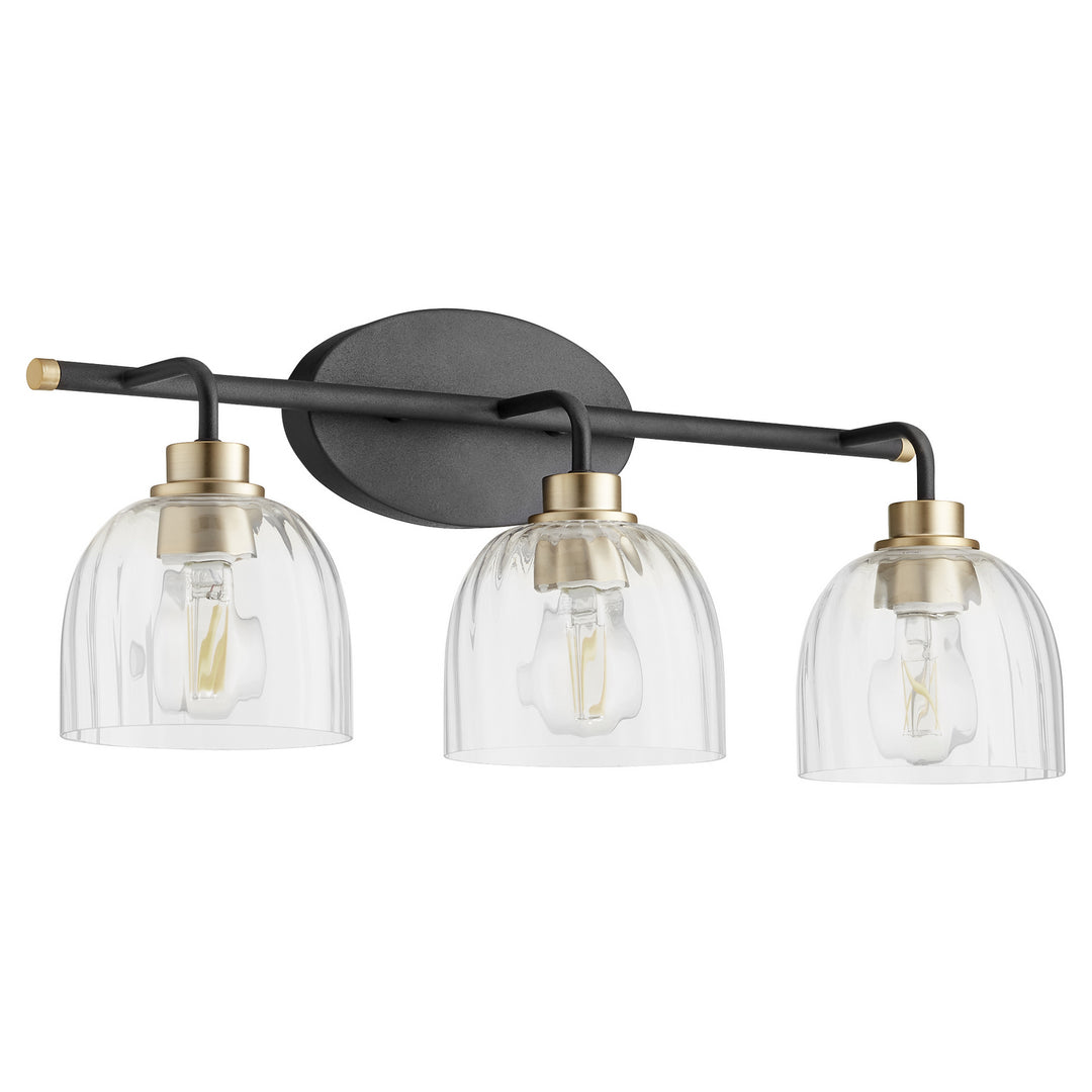 Quorum Espy 507-3-6980 Bath Vanity Light 24 in. wide - Textured Black W/ Aged Brass