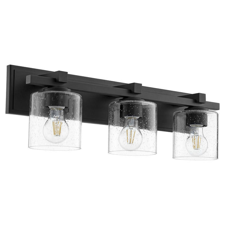 Quorum 5369 Vanities 5369-3-269 Bath Vanity Light 24 in. wide - Textured Black W/ Clear/Seeded