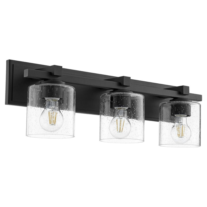 Quorum 5369 Vanities 5369-3-269 Bath Vanity Light 24 in. wide - Textured Black W/ Clear/Seeded