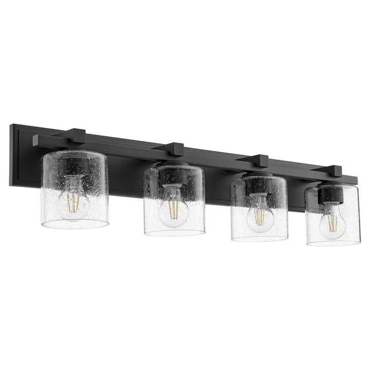 Quorum 5369 Vanities 5369-4-269 Bath Vanity Light 33 in. wide - Textured Black W/ Clear/Seeded