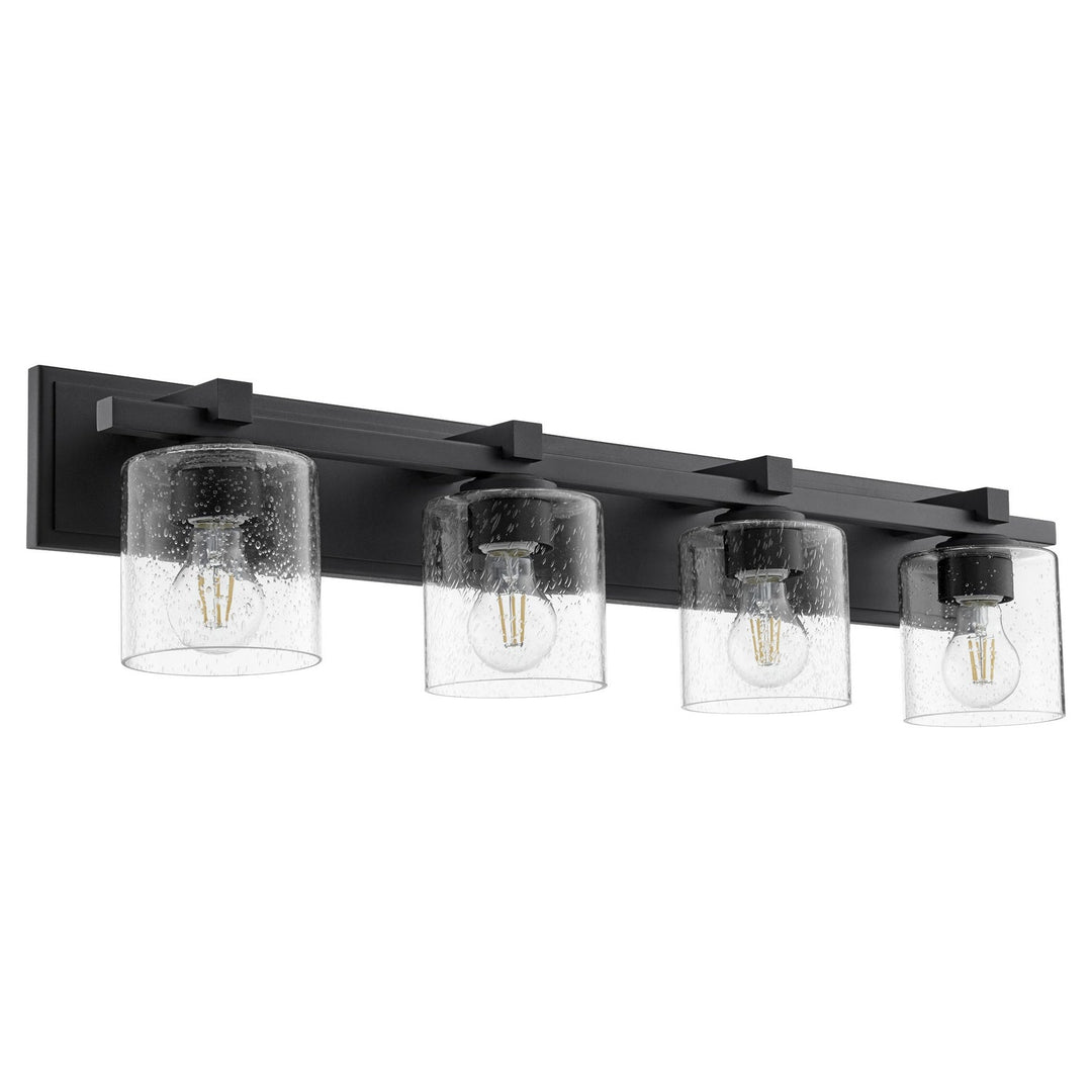 Quorum 5369 Vanities 5369-4-269 Bath Vanity Light 33 in. wide - Textured Black W/ Clear/Seeded