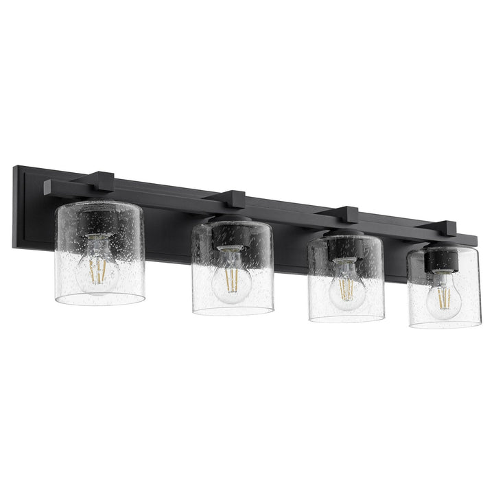 Quorum 5369 Vanities 5369-4-269 Bath Vanity Light 33 in. wide - Textured Black W/ Clear/Seeded