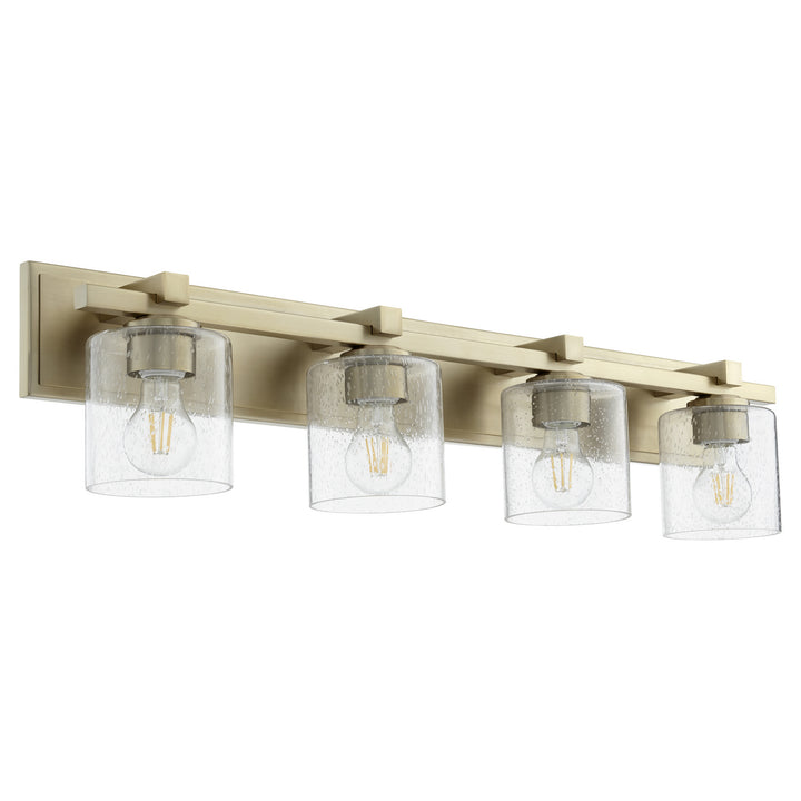 Quorum 5369 Vanities 5369-4-280 Bath Vanity Light 33 in. wide - Aged Brass W/ Clear/Seeded