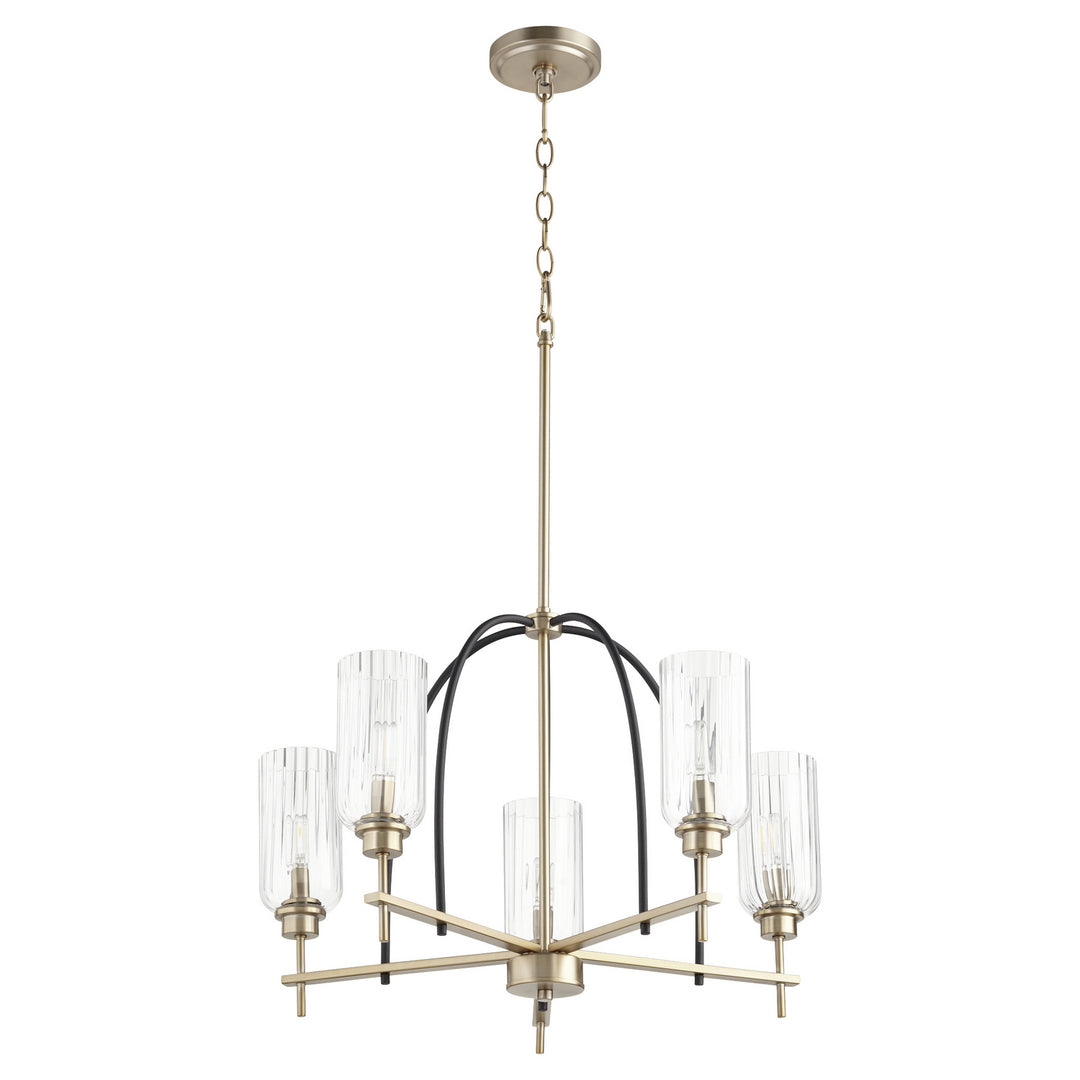 Quorum Espy 607-5-6980 Chandelier Light - Textured Black W/ Aged Brass