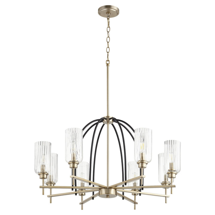Quorum Espy 607-8-6980 Chandelier Light - Textured Black W/ Aged Brass