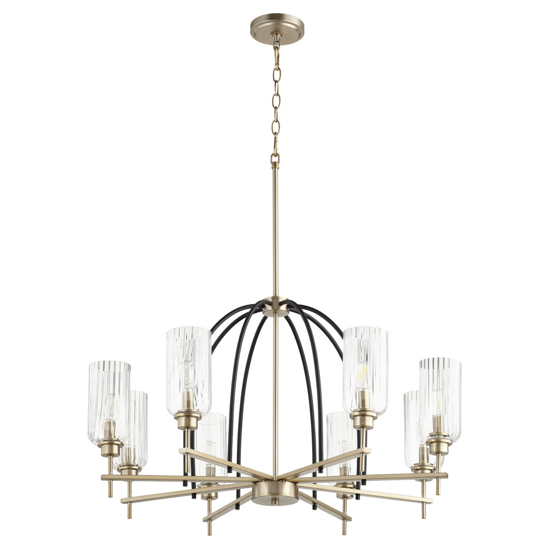 Quorum Espy 607-8-6980 Chandelier Light - Textured Black W/ Aged Brass